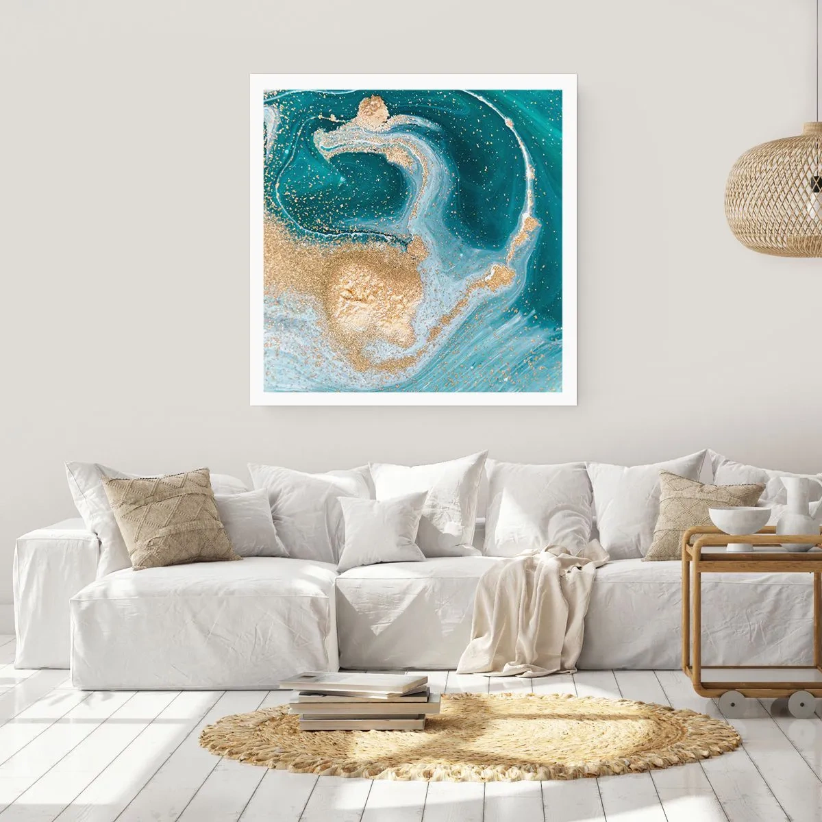 Plakat - Wir złota i turkusu - 60x60 cm