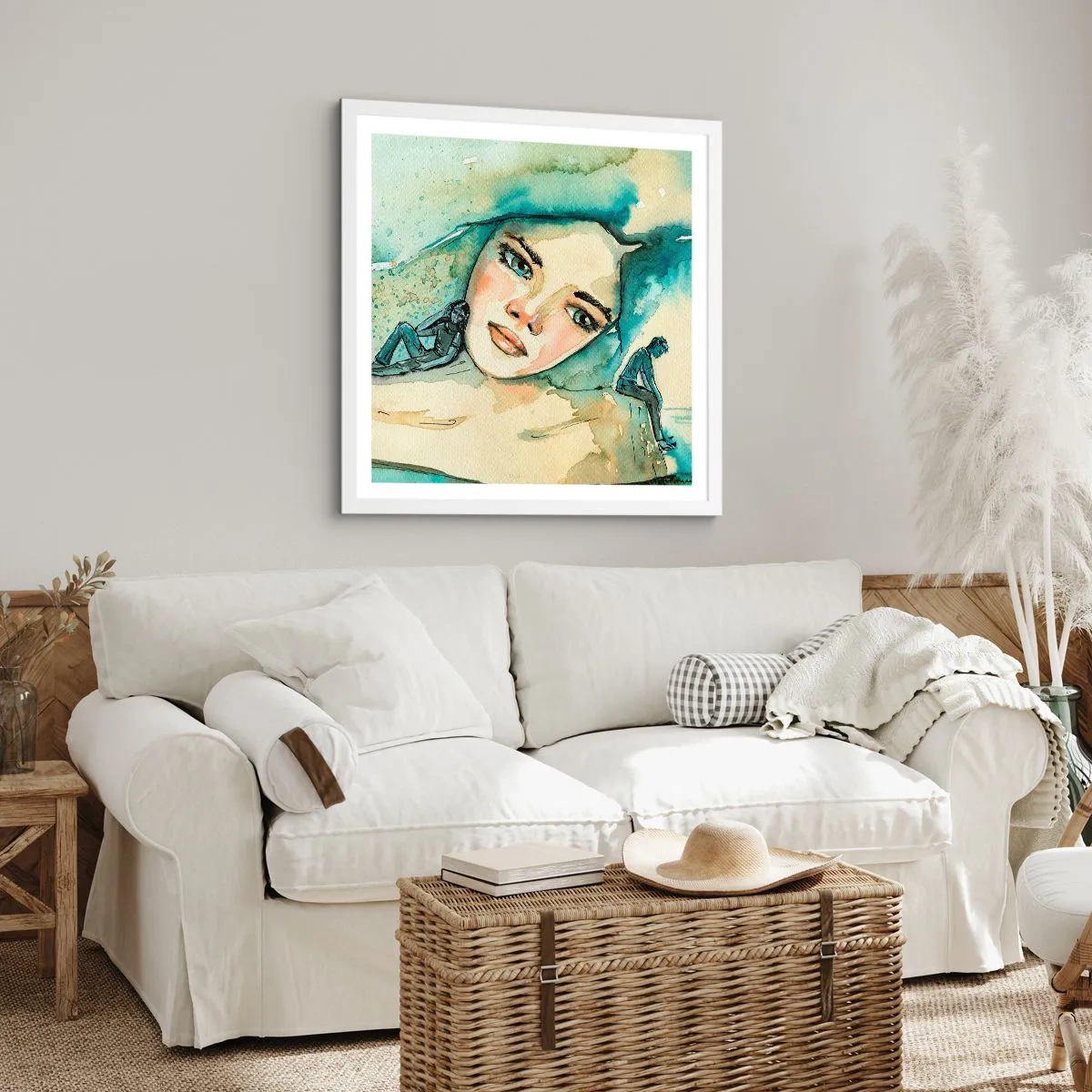 Plakat w białej ramie - Am I blue? - 50x50 cm