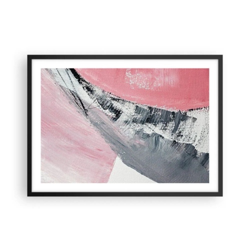 Plakat w czarnej ramie - Abstrakcyjna kompozycja w odcieniach różu i szarości - 70x50cm - Kompozycja dopasowana - Nowoczesna dekoracja ścienna do salonu i sypialni ARTTOR