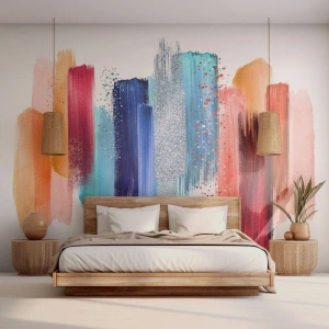 Fototapeta Standard Eco - Kolorowe abstrakcyjne pociągnięcia pędzla na białym tle - 100x70cm - W górę i w dół  - Nowoczesna dekoracja ścienna do salonu i sypialni ARTTOR
