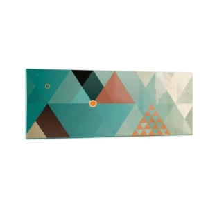 Obraz na szkle - Geometryczne wzory w odcieniach turkusu i brązu - 140x50cm - Jedność wielości, wielość jedności - Nowoczesna dekoracja ścienna do salonu i sypialni ARTTOR