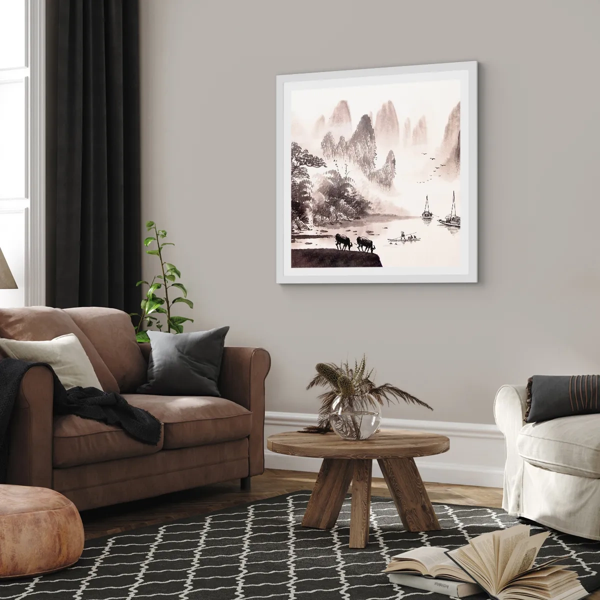 Plakat w białej ramie - Egzotyczna codzienność Wschodu - 60x60 cm