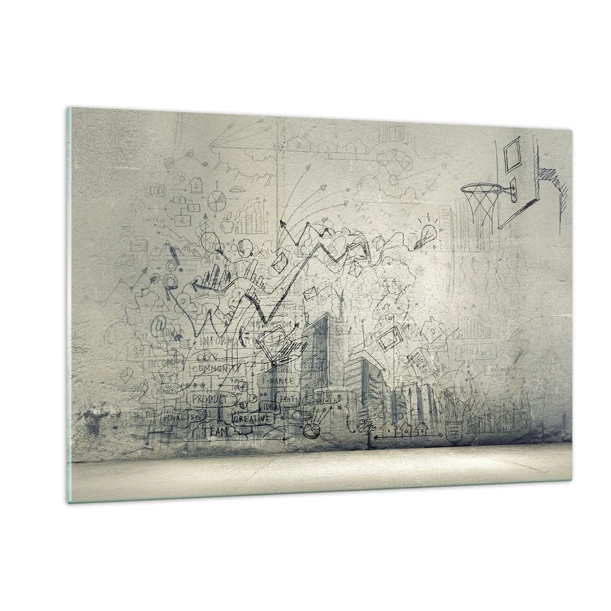 Obraz na szkle - Szkic graficzny z elementami biznesowymi i kreatywnymi - 120x80cm - Moje wspaniałe miejskie życie - Nowoczesna dekoracja ścienna do salonu, kuchni i sypialni ARTTOR