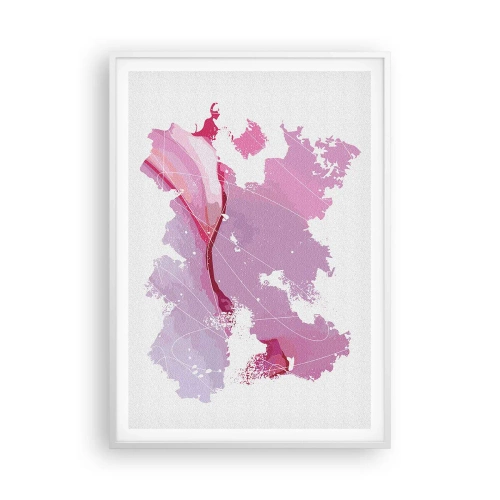 Plakat w białej ramie - Mapa różowego świata - 70x100 cm
