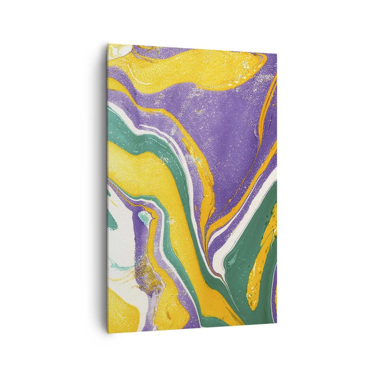 Obraz na płótnie - Abstrakcyjny wzór marmurkowy w żywych barwach - 80x120cm - Fale barw - Nowoczesna dekoracja ścienna do salonu i sypialni ARTTOR