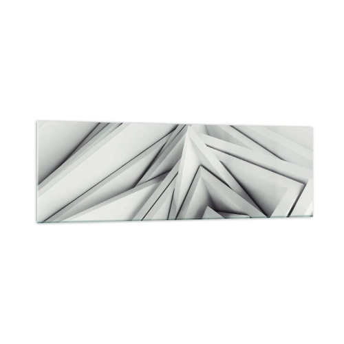 Obraz na szkle - Abstrakcyjna kompozycja geometrycznych kształtów w odcieniach szarości - 160x50cm - Ostrych kątów pąkowie - Nowoczesna dekoracja ścienna do salonu i sypialni ARTTOR