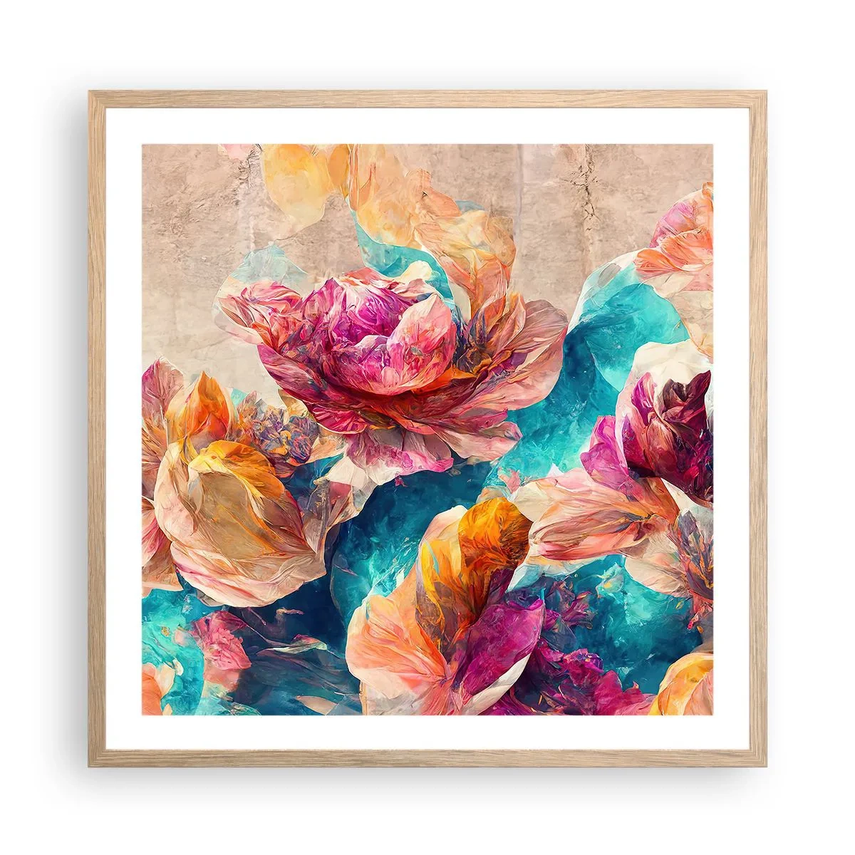 Plakat w ramie jasny dąb - Barwny przepych bukietu - 60x60 cm