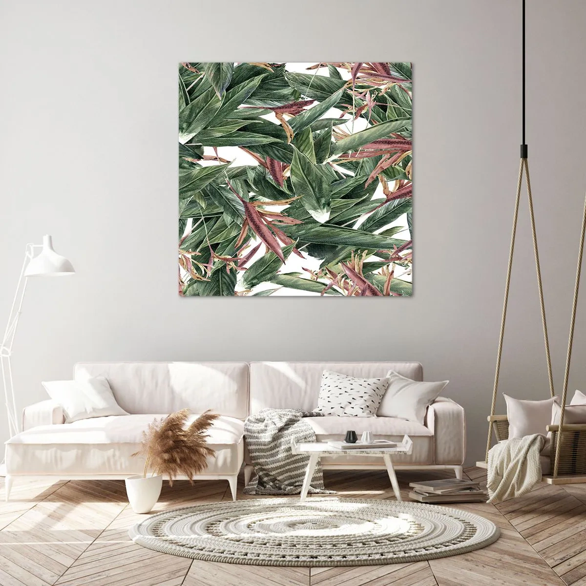 Obraz na płótnie - Szmaragdowo-liliowy gąszcz - 60x60 cm