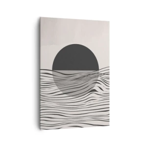 Obraz na płótnie - Abstrakcyjne linie i geometryczne kształty w stonowanych barwach - 70x100cm - Kompozycja połowiczna - Nowoczesna dekoracja ścienna do salonu i sypialni ARTTOR