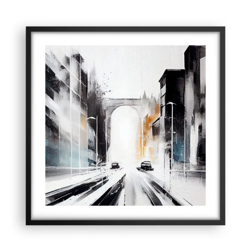 Plakat w czarnej ramie - Studium miasta: architektura i ruch - 50x50 cm