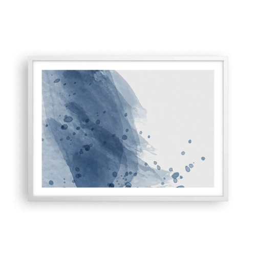 Plakat w białej ramie - Niebieski tiul - 70x50 cm