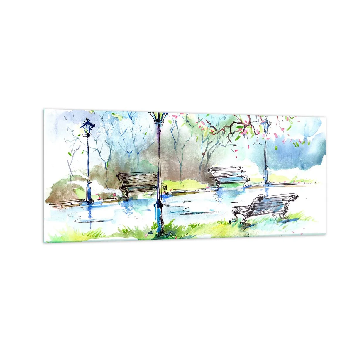 Obraz na szkle - Czar parkowej ciszy - 100x40 cm