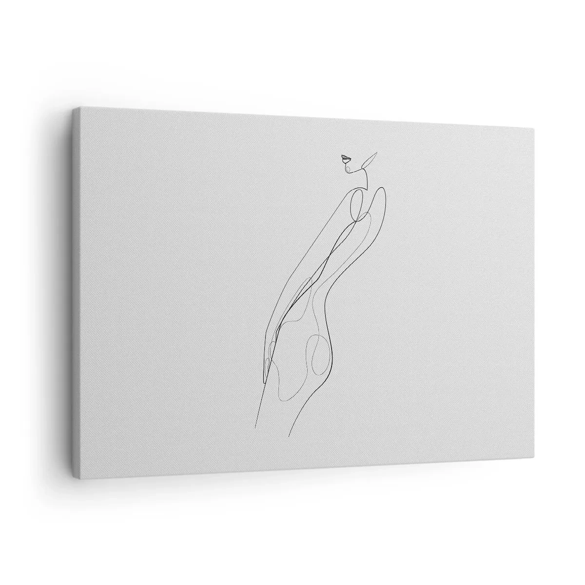 Obraz na płótnie - Minimalistyczna linia ukazująca sylwetkę na jasnym tle - 70x50cm - Zaledwie obietnica - Nowoczesna dekoracja ścienna do salonu i sypialni ARTTOR