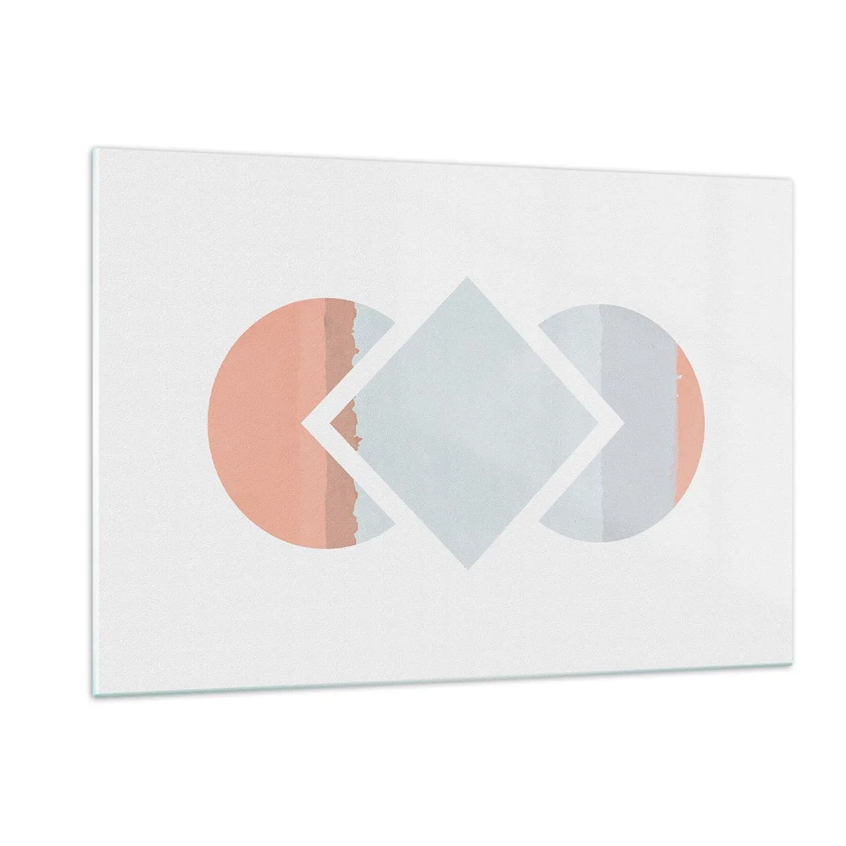 Obraz na szkle - Pastelowy romb w centrum między półkolami na białym tle - 120x80cm - Sytuacja jest jasna - Nowoczesna dekoracja ścienna do salonu, kuchni i sypialni ARTTOR