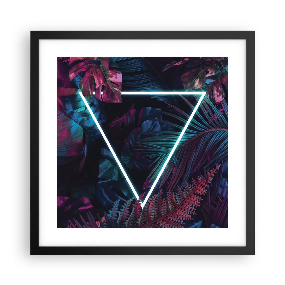 Plakat w czarnej ramie - Ogród w stylu disco - 40x40 cm