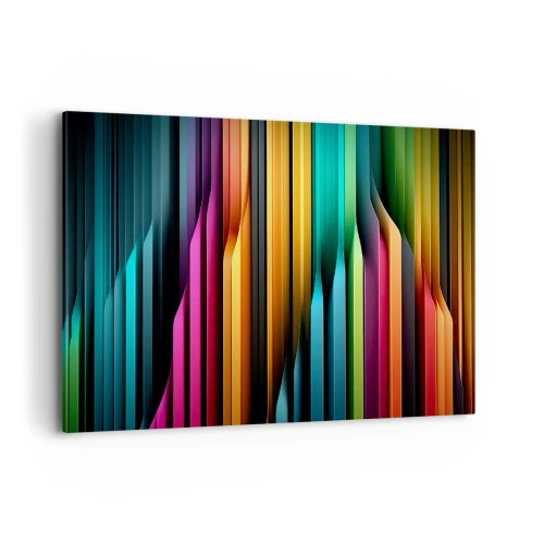 Obraz na płótnie - Kolorowe pionowe linie tworzące dynamiczną abstrakcję - 120x80cm - Świetlne organy - Nowoczesna dekoracja ścienna do salonu, kuchni i sypialni ARTTOR