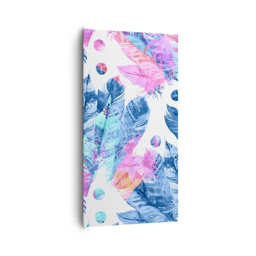 Obraz na płótnie - Pióropusze w różu i błękicie - 65x120 cm