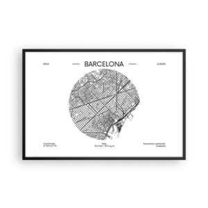 Plakat w czarnej ramie - Anatomia Barcelony - 91x61 cm