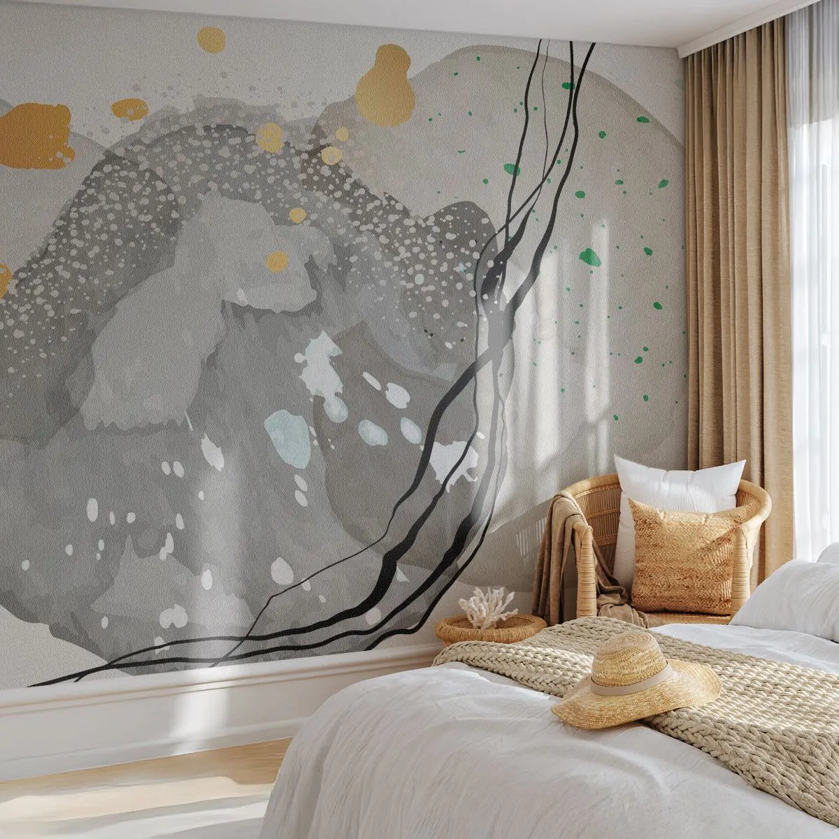 Fototapeta Premium Canvas - Kompozycja organiczna - Abstrakcja, Kleksy, Farba - 150x105 cm