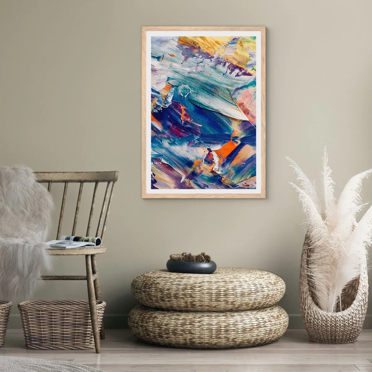 Plakat w ramie jasny dąb - Zamęt koloru - 61x91 cm