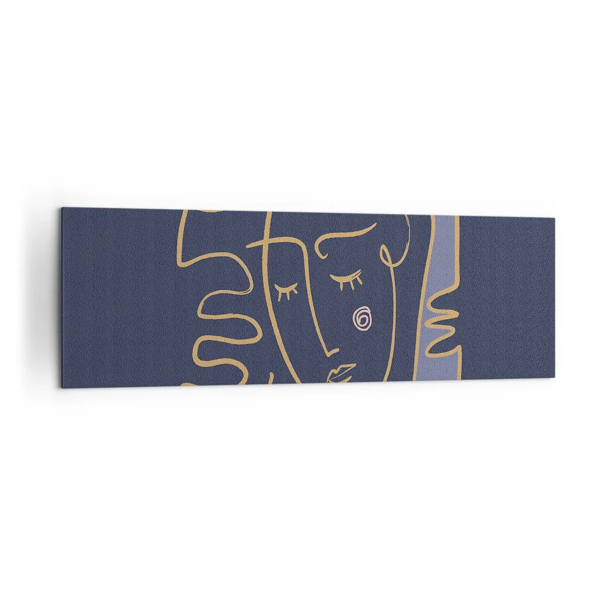 Obraz na płótnie - Abstrakcyjny portret twarzy w minimalistycznym stylu - 160x50cm - W zamyśleniu - Nowoczesna dekoracja ścienna do salonu i sypialni ARTTOR