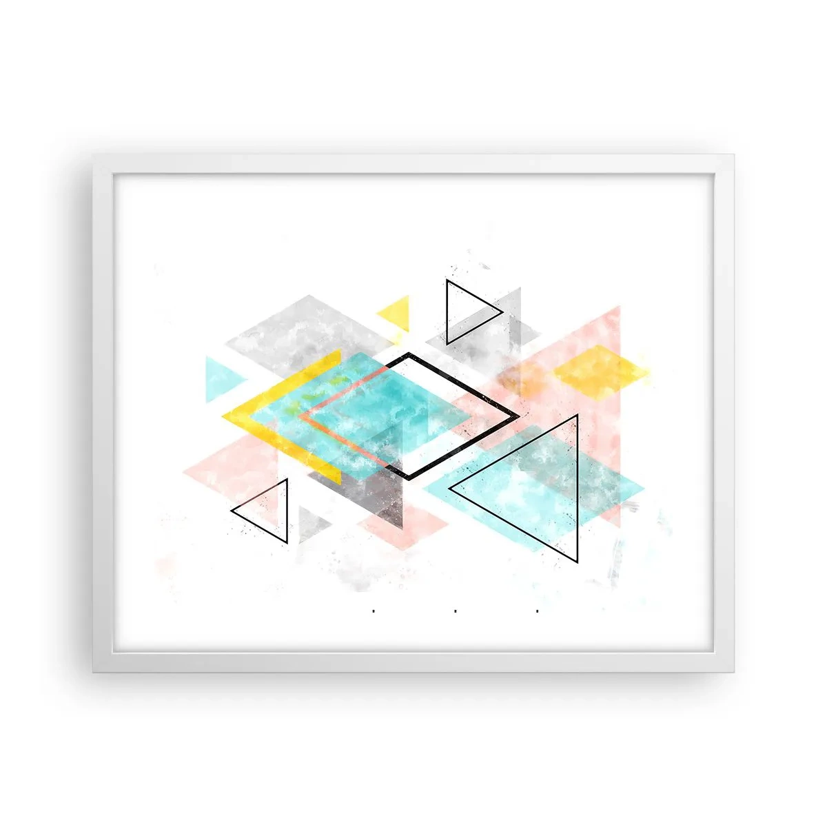 Plakat w białej ramie - Igraszka geometryczna - 50x40 cm