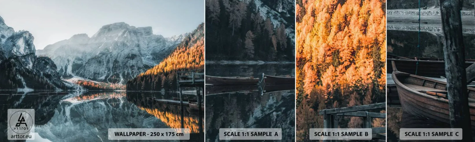 Fototapeta Próbka Samoprzylepna Deluxe Sticker - Lustrzany pejzaż - Krajobraz, Góry, Jezioro - 100x30 cm