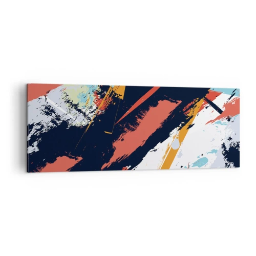 Obraz na płótnie - Abstrakcyjne pociągnięcia pędzla w żywych kolorach - 140x50cm - Kompozycja dynamiczna - Nowoczesna dekoracja ścienna do salonu i sypialni ARTTOR