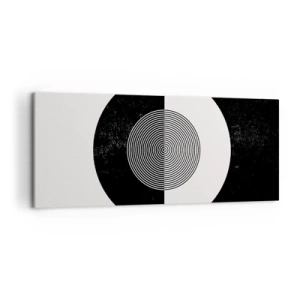 Obraz na płótnie - Graficzny wzór w kontrastujących czerni i bieli - 120x50cm - Harmonia w czerni i bieli - Nowoczesna dekoracja ścienna do salonu i sypialni ARTTOR