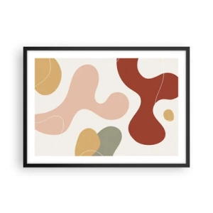Plakat w czarnej ramie - Abstrakcyjna kompozycja w pastelowych odcieniach z dynamicznymi kształtami - 70x50cm - Esy czy floresy? - Nowoczesna dekoracja ścienna do salonu i sypialni ARTTOR