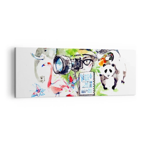 Obraz na płótnie - Kolorowa grafika z motywem przyrody i safari - 140x50cm - W obiektywie podróżnika - Nowoczesna dekoracja ścienna do salonu i sypialni ARTTOR