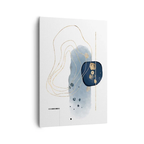 Obraz na płótnie - Abstrakcja w odcieniach niebieskiego i złotego - 70x100cm - Niebiesko-złota fantazja - Nowoczesna dekoracja ścienna do salonu i sypialni ARTTOR