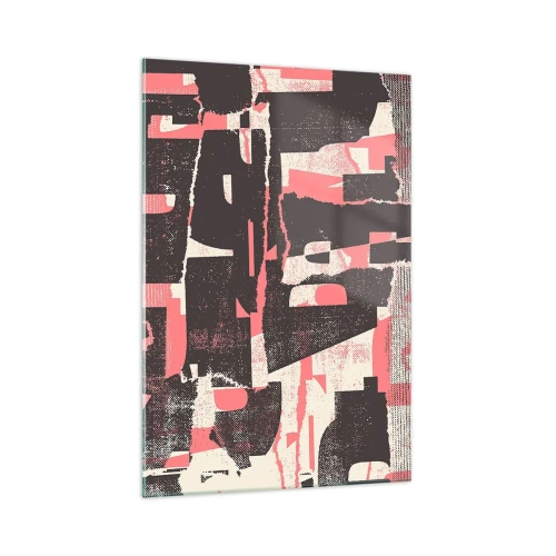 Obraz na szkle - Abstrakcyjna kompozycja w odcieniach różu i brązu - 70x100cm - Cały ten zgiełk - Nowoczesna dekoracja ścienna do salonu i sypialni ARTTOR