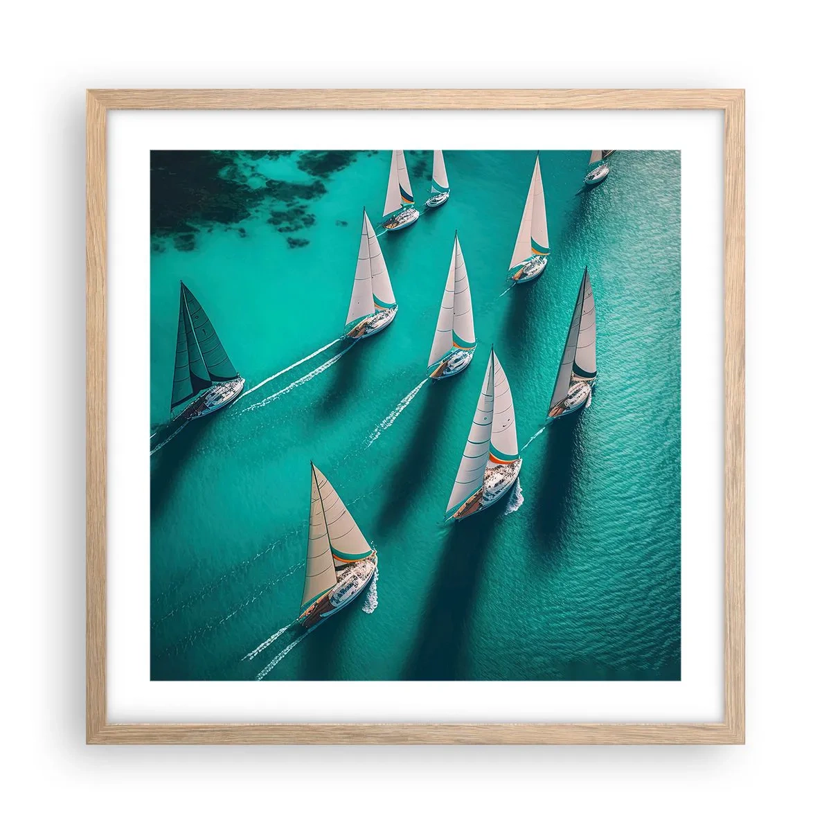 Plakat w ramie jasny dąb - W zawody z wiatrem - 50x50 cm