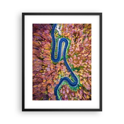 Plakat w czarnej ramie - Krętą drogą poprzez las - 40x50 cm