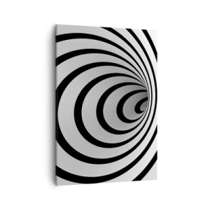 Obraz na płótnie - Hipnotyzujący wzór spirali w czerni i bieli - 50x70cm - Też nie możesz się oprzec? - Nowoczesna dekoracja ścienna do salonu, kuchni i sypialni ARTTOR