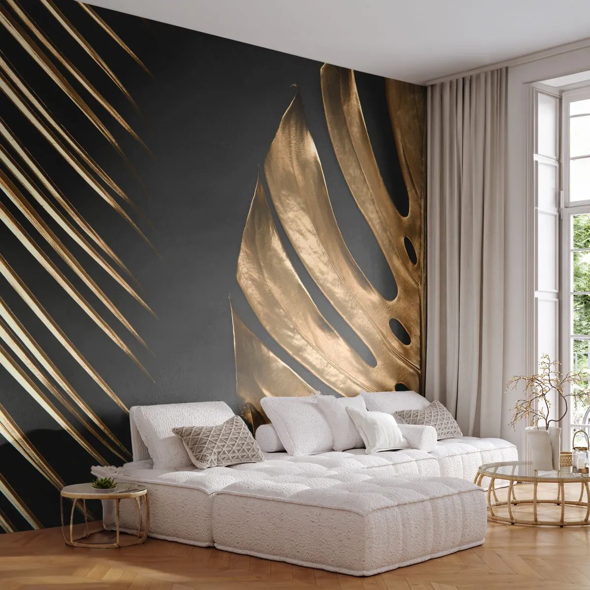 Fototapeta Premium Canvas - Różne, a równie drogie - Liść Palmy, Liść Monstery, Abstrakcja - 250x175 cm