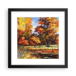 Plakat w czarnej ramie - Pejzaż w złocie i brązie - 30x30 cm