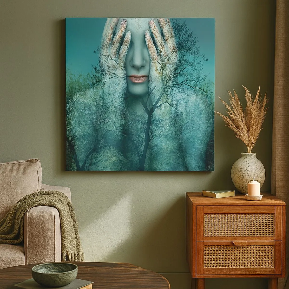 Obraz na płótnie - Zanurzona w błękicie - 30x30 cm