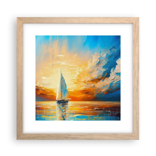 Plakat w ramie jasny dąb - Żegluga w złocie - 30x30 cm