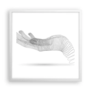 Plakat w białej ramie - Sprężysta dłoń - 50x50 cm