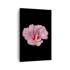 Obraz na płótnie - Różowy kwiat na czarnym tle - 80x120cm - Prosto do serca - Nowoczesna dekoracja ścienna do salonu i sypialni ARTTOR