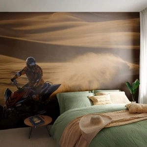 Fototapeta Premium Canvas - Na falach piasku - Quad, Motoryzacja, Pustynia - 200x140 cm