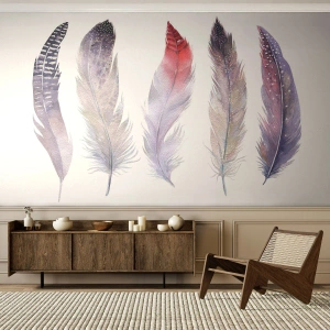 Fototapeta Premium Sand - Delikatne jak różnobarwna mgła - Ptasie Pióro, Boho, Grafika - 400x280 cm