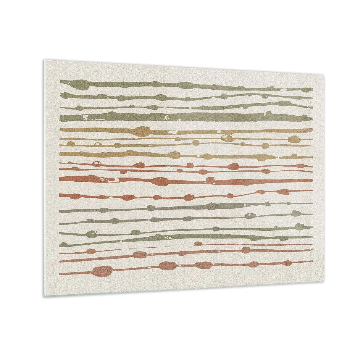 Obraz na szkle - Kolorowe linie i plamy układające się w rytmiczną kompozycję - 70x50cm - Muzyczny zapis barw - Nowoczesna dekoracja ścienna do salonu i sypialni ARTTOR