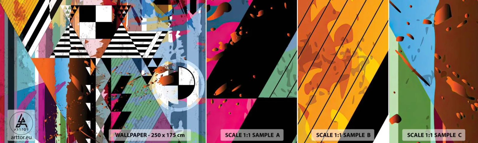 Fototapeta Próbka Samoprzylepna Deluxe Sticker - Geometrycznie i organicznie - Abstrakcja, Sztuka, Sztuka Nowoczesna - 100x30 cm