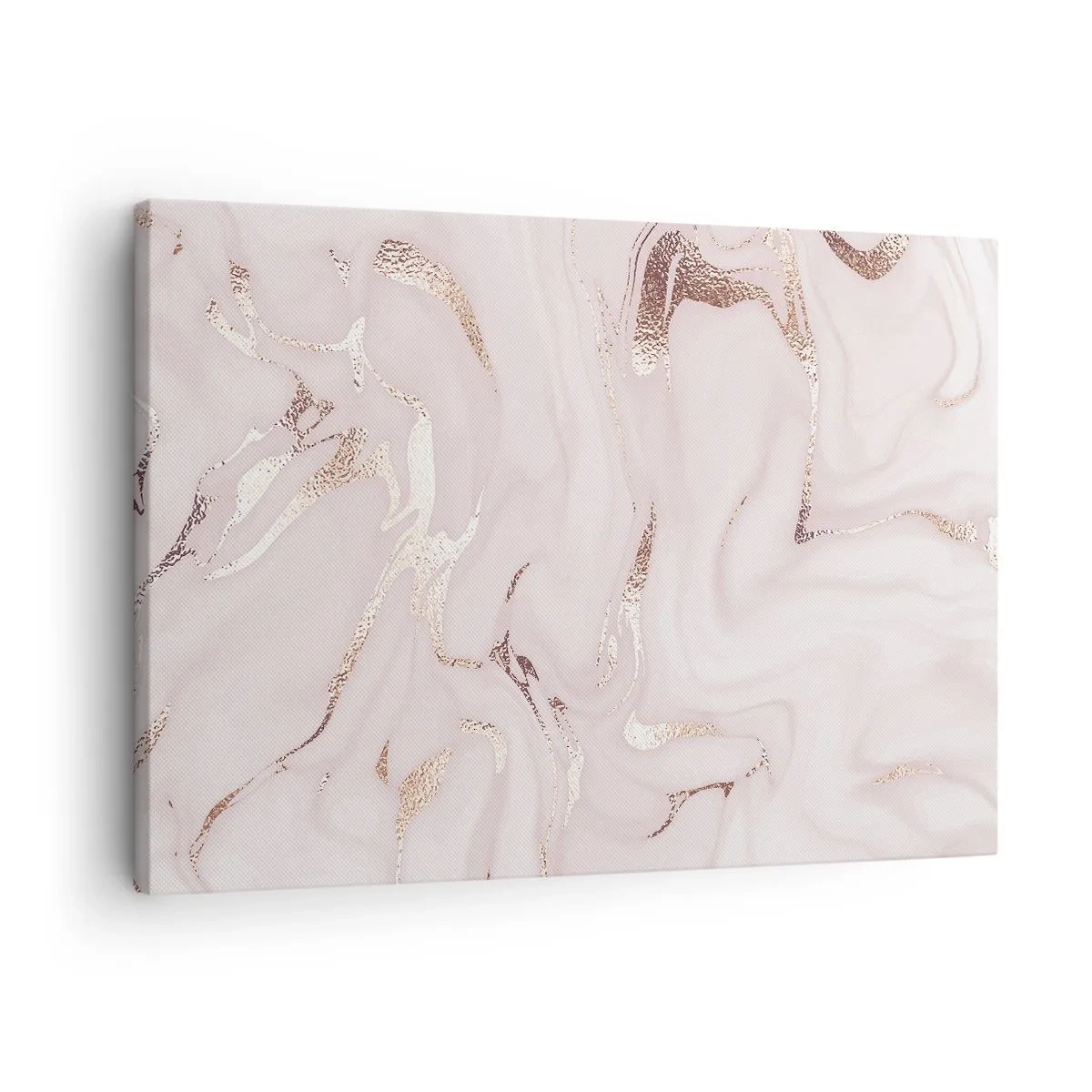 Obraz na płótnie - Elegancka abstrakcja w odcieniach różu i złota - 70x50cm - W różowym szale - Nowoczesna dekoracja ścienna do salonu i sypialni ARTTOR