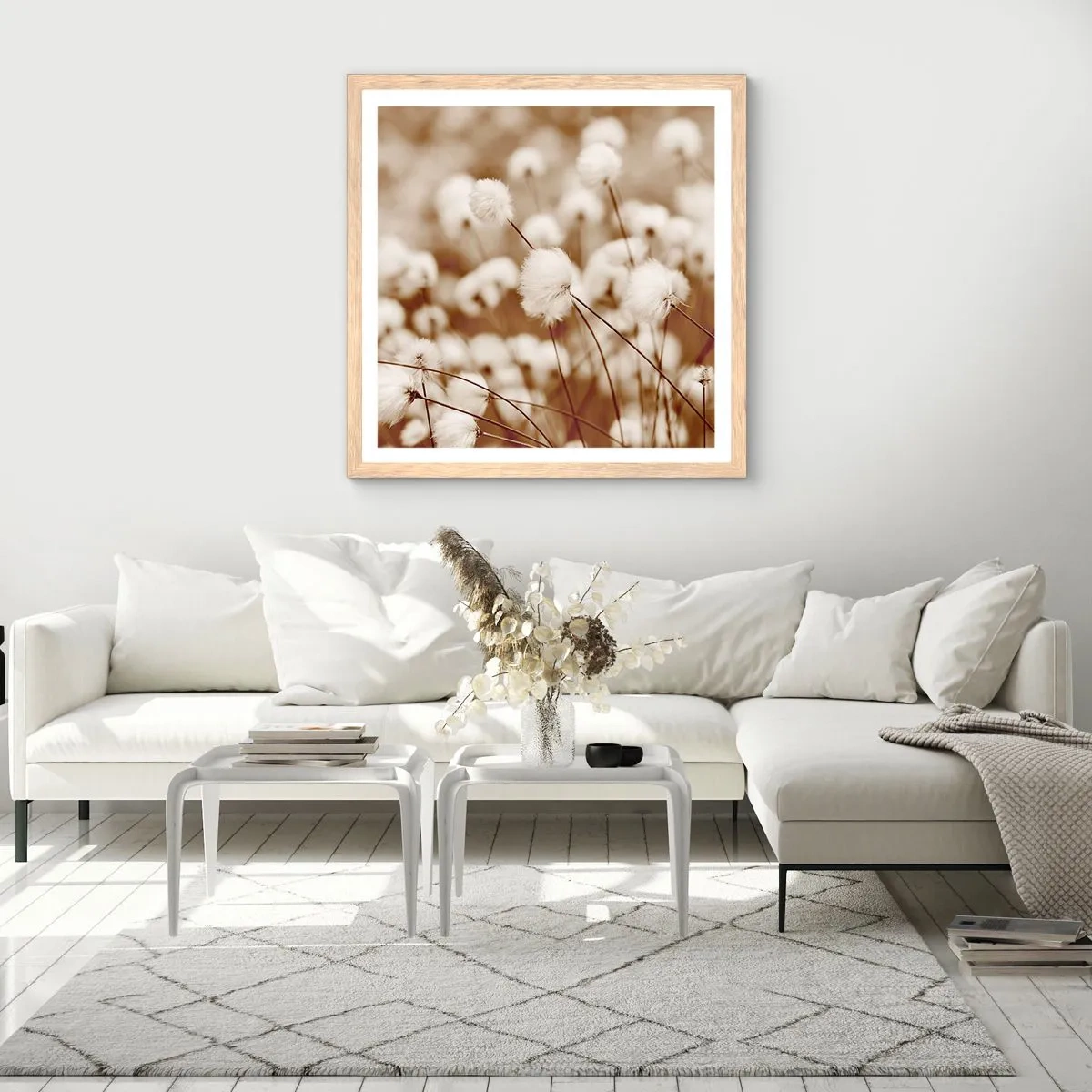 Plakat w ramie jasny dąb - Puszysty łan - 40x40 cm