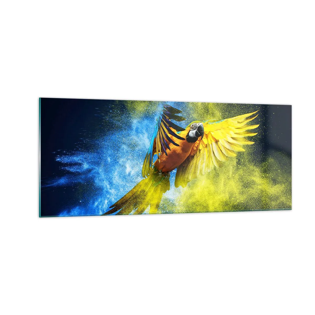 Obraz na szkle - W błękitno-złotym pyle - 100x40 cm