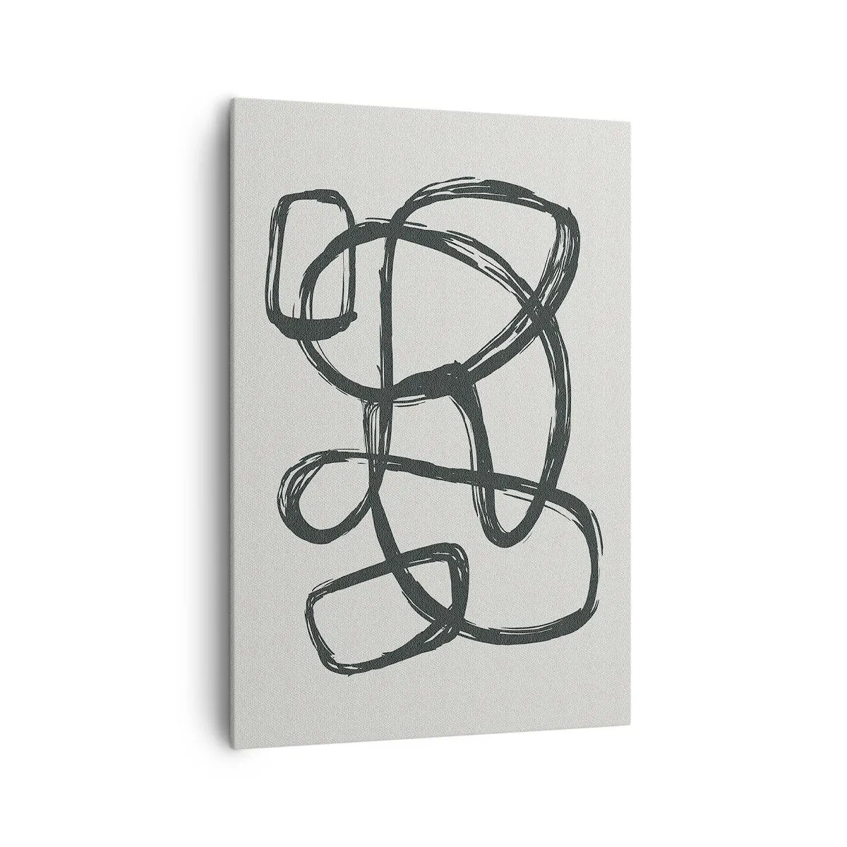 Obraz na płótnie - Abstrakcyjne linie tworzące swobodne kształty na jasnym tle - 70x100cm - Zapętlona abstrakcja - Nowoczesna dekoracja ścienna do salonu i sypialni ARTTOR